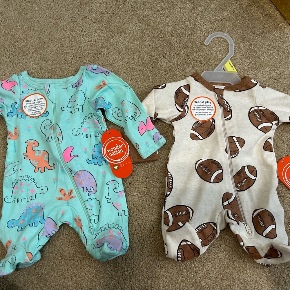 Wonder Nation Kids Dinosaur and Football Footies Set